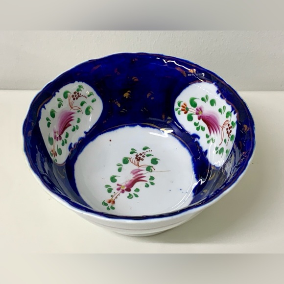 19th Century Vintage Gaudy Welsh Feather Pattern Lusterware Waste Slop Bowl - Picture 4 of 15